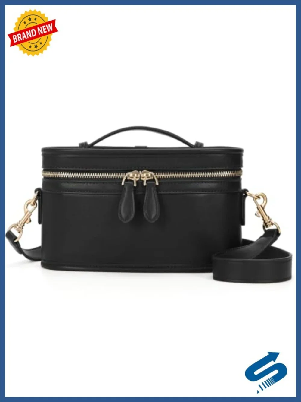 Box Crossbody Purse, Top Handle Handbag with 2 Straps, PU Leather Square